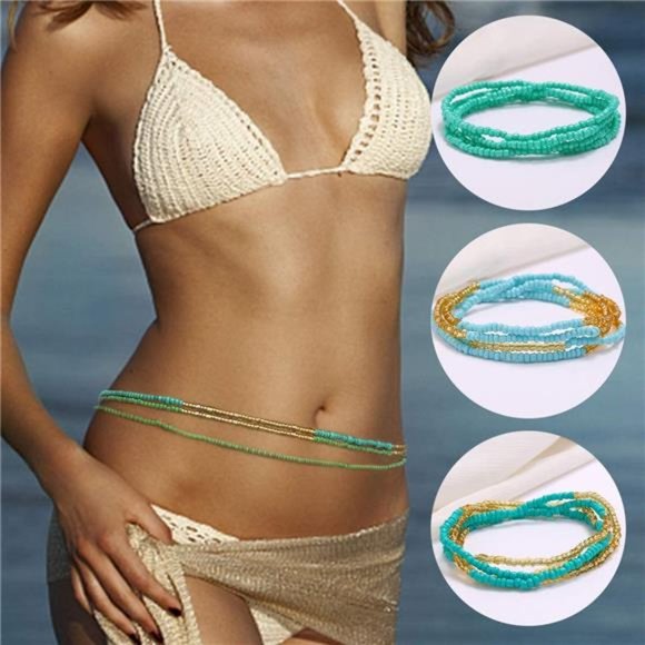 Colorful Beaded Waist Chains for Women Summer Beach Body Jewelry - Picture 6 of 6
